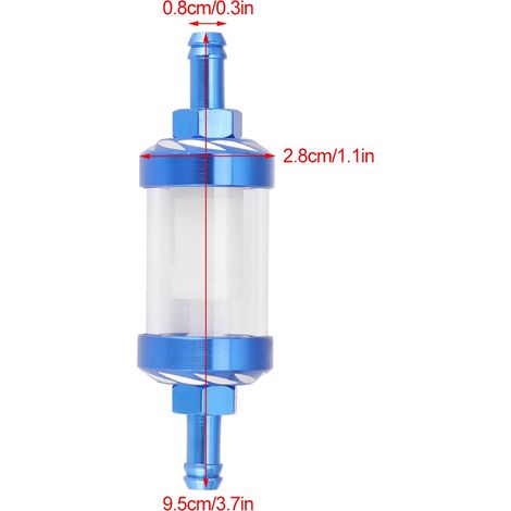 Universeller 8-mm-Kraftstofffilter aus Aluminiumlegierung für Motorräder und Autos, blaue Farbe (1/5)