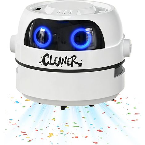 Aspirateur de table : mini aspirateur de table rechargeable par USB, portable sans fil, haute puissance d'aspiration avec 3 niveaux d'aspiration pour bureau, voiture, école, maison, blanc (1/5)