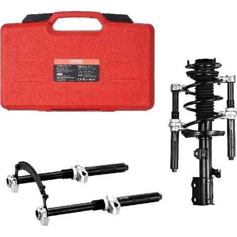 Compresor de muelles helicoidales, capacidad de carga de 1200 kg, carrera de compresión máxima de 28 cm, rango ajustable de 22 cm a 31 cm, tamaño compacto de la caja de herramientas: 34 x 22 x 6,5 cm, (1/5)