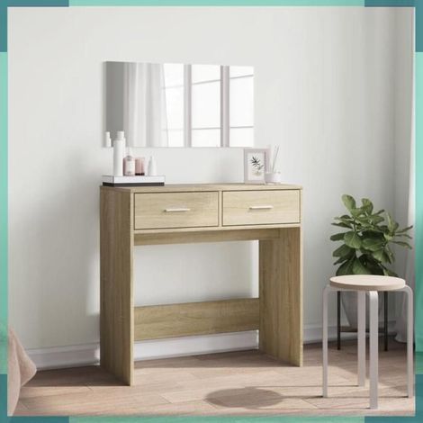 840704 Coiffeuse avec miroir chêne sonoma 80x39x80 cm (1/5)