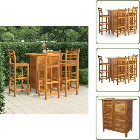 Acacia - vidaXL Juego muebles de bar para jardín 5 pzas madera maciza de acacia - Muebles de exterior