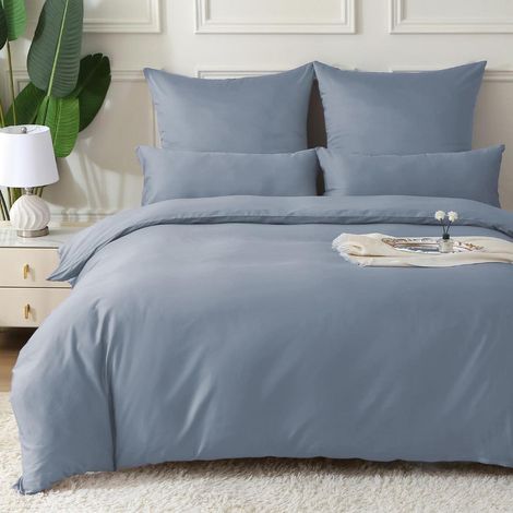 Satin Bettwäsche Set 200x200 Baumwolle Ashleyblau 3tlg.