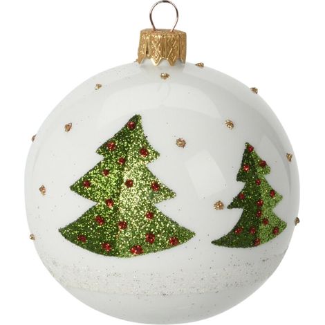 12 palline per albero di natale in vetro con Glitter da Ø 8 cm con albero (1/3)