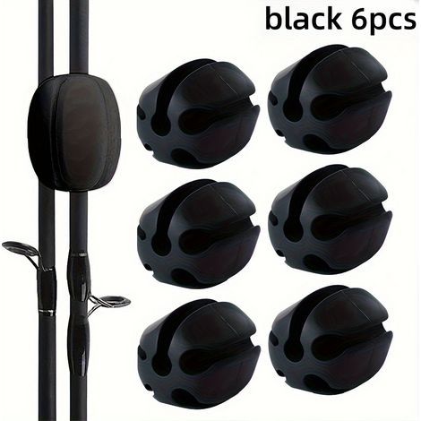 Angelruten-Haltegurte – Leichte 5-Loch-Gurte für Angelausrüstung, 6er-Pack, Schwarz, Aufbewahrung für Angelruten (1/5)