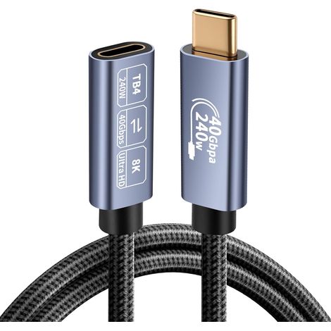 m USB-C-Verlängerungskabel, USB4-Nylonkabel mit 40 Gbit/s Datenübertragung, 8K @ 60 Hz Videoübertragung, 240 W PD3.1, für iPhone 17/16, iPad, MacBook, Dock, SSD (Thunderbolt-kompatibel) (1/5)