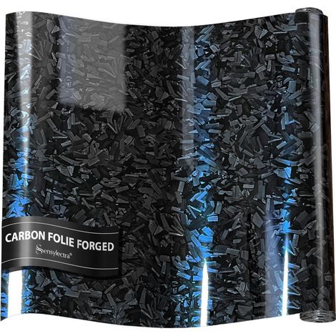 Film adhésif carbone forgé noir-bleu 150x30cm, auto-collant, résistant (1/5)