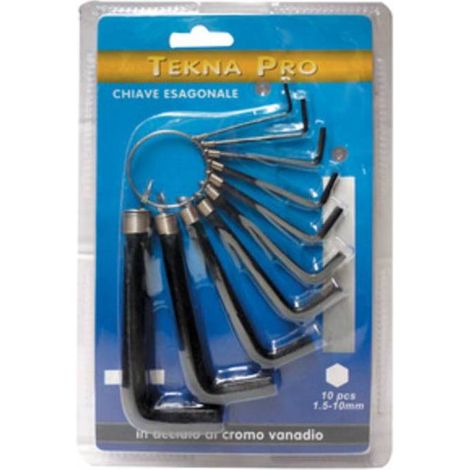 SERIE 10 CHIAVI ESAGONALI TEKNA PRO C/ANELLO NERO