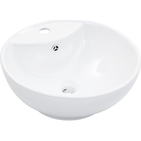 Lavabo de baño con rebosadero diámetro 46,5 cm cerámica blanca 020002612