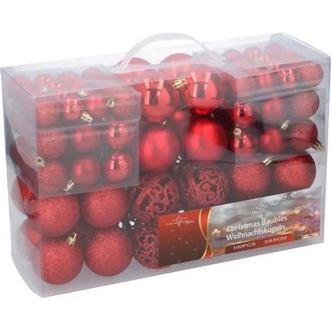 No-name Palline di Natale 2023 Rosse, Set da 100