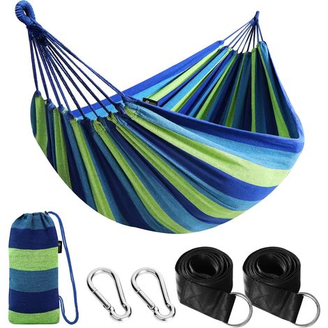 Outdoor-Camping-Hängematte, tragbar, aus Canvas, leicht, mit baumfreundlichen Gurten, Tragetasche, perfekt für Garten, Balkon, Terrasse, Strand und Wandern