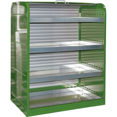 Bauer Gefahrstoff-Rollladenschrank RSG-4 mit 4 Kleingebindewannen, Resedagrün (1/2)