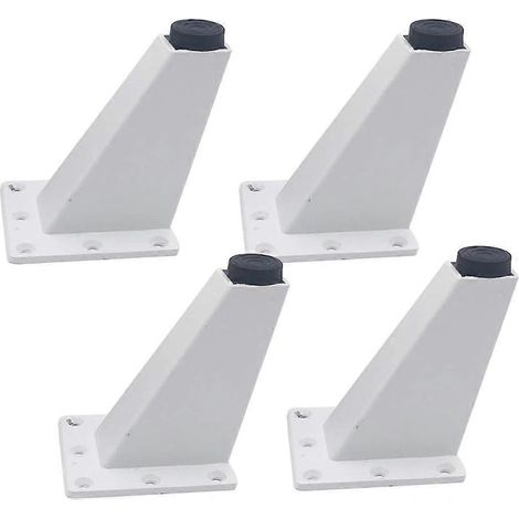 Quatre pieds de meubles en métal, pieds de canapé carrés et angulaires, pieds de table réglables en alliage d'aluminium, 10 cm x 3,94 pouces, blancs. (1/5)