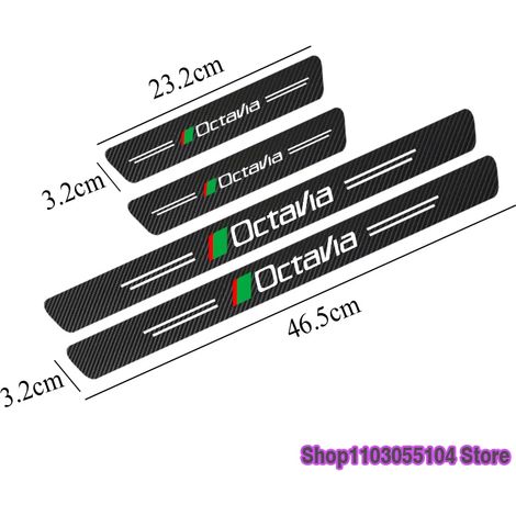 (Octavia) 4 pièces autocollant de seuil de porte de voiture en Fiber de carbone pour Skoda Kamiq Octavia Kodiaq Rapid Superb Fabia Karoq Scala MK1 MK2 MK3 RS (1/3)