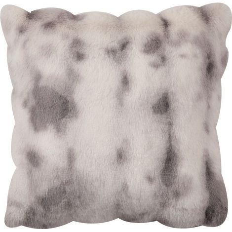 Coussin blanc et gris effet fourrure 45x45 cm KAELA