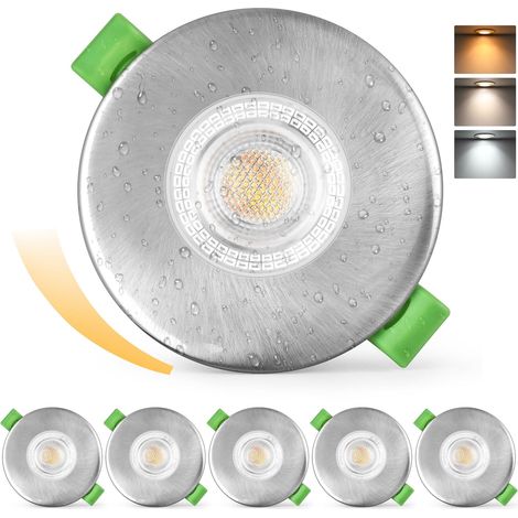 Projecteur LED Encastré 230V Dimmable 60-75mm Forage, Spot LED 7W 770LM Ultra Plat, Spot de Plafond 2700K/4000K/6000K, Luminaire Encastré IP65 pour Salle de Bain Balkon Salon, Blanc 6 Pièces (1/5)