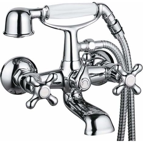 1 Robinet Mitigeur Bicommande Laiton Chromé Disques Céramique Pour Baignoire Douche Salle De Bain