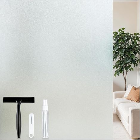 Anti-Glare Window Film with Installation Kit, Electrostatic Opaque Anti-UV Window Film, Reusable, Frosted Window for Bathroom, Kitchen, Bedroom, 44.5 x 200 cm, Frosted White (1/5)