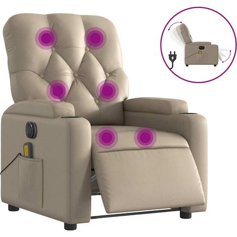 Maison Exclusive - Massagesessel Elektrisch Cappuccino-Braun Kuns