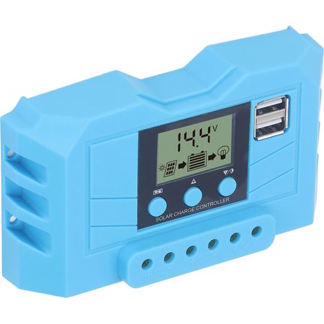 Contrôleur de charge solaire avec écran LCD, double port USB, 12 V/24 V, régulateur de charge solaire PWM 20 A (1/5)