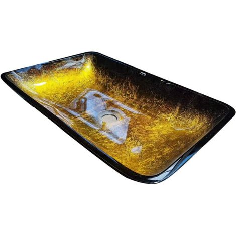 Aufsatzwaschbecken Glas gold Carezza 56x36 cm (1/5)