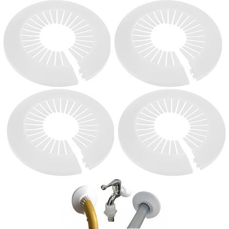 4-Piece Radiator Rosette Set, White Plastic, 90-116mm, Decorative Pipe Cover for Home Heating (1/5)