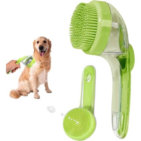 Hundebad-Bürste - Seifenbürste für Hunde, sanfter Striegel, Entwirrer für Welpen, Katzen, Pferde - Hygiene, Massage, Reinigung, Schuppen und Flöhe (1/5)