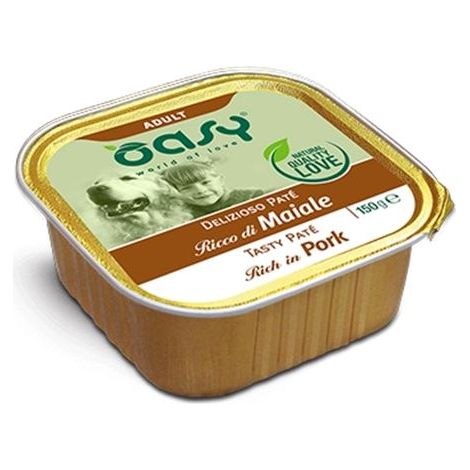 Oasy Dog Delizioso Pate Alimento in vaschetta per cani adulti 150g - Maiale 150g