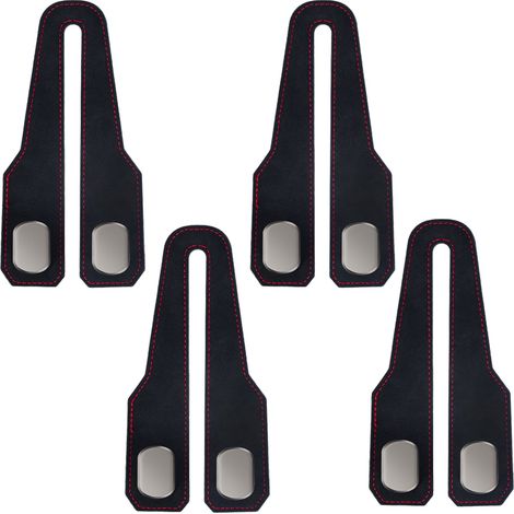 Lot de 4 crochets élégants pour appuie-tête de voiture, organisateur de voiture luxueux en daim pour un intérieur impeccable (gris) (1/5)
