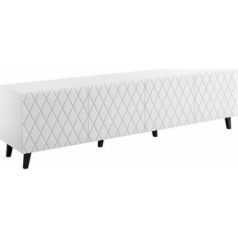 Mueble TV Charlotte 174, Blanco, Número de puertas: 4, Número de cajones: 0, 200x52x42cm