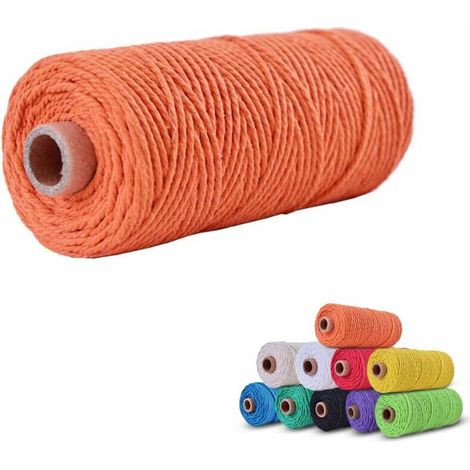Ficelle Jute Coton 3mm x 100m, Coton Naturelle Cordelette, Corde Macramé Decorative Chanvre Tressée DIY Travaux Manuel pour Emballage Cadeau Décoration Artisanat Suspendues (Orange) (1/5)
