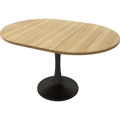 Tavolo da pranzo allungabile ovale 140 x 100 x 75 cm in MDF color rovere (1/5)