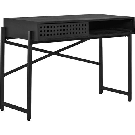 Console 105 cm caisson bois noir ajourée et pieds métal noir - MICHEL (1/5)