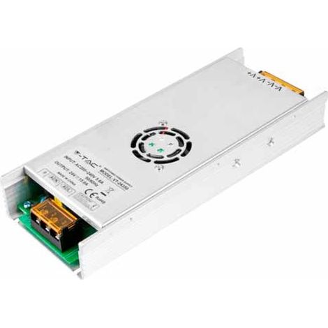 V-TAC VT-24350 Alimentatore SLIM in metallo 350W 24V 15A IP20 a 2 uscite con morsetti a vite - SKU 3263 (1/7)