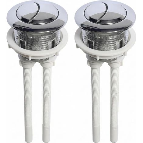 2 Packs Bouton de Chasse d'Eau Universel pour WC, Bouton Poussoir Chromé à Double Fonction – Remplaçant Pratique pour Spülkasten, Compatible avec de nombreux Modèles, Installation Facile (1/5)