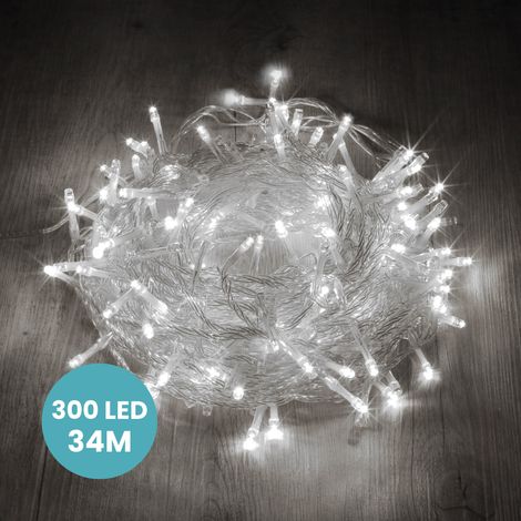 Guirlande Lumineuse 34M Intérieur et Extérieur 300 LEDs Blanc Froid - Guirlande Lumineuse Sapin Cable Transparent avec 8 Modes et Télécommande dont Minuteur pour Noel Decoration et Deco Mariage (1/4)