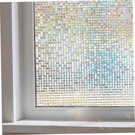 Film de glaçage pour fenêtre Cube en mosaïque 3D en PVC de 79x24 Pouces, Film fenêtre givré Non adhésif pour la confidentialité, Verre dépoli décoratif pour Le Bureau à Domicile (1/5)