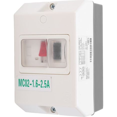 Interrupteur de Protection de Moteur 220/380V IP55 Disjoncteur ABS étanche pour Contrôle de Moteur électrique 50/60Hz 1.6-2.5A