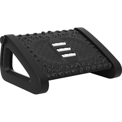 Repose-pieds de bureau réglable en hauteur (6 niveaux), avec surface massante, ergonomique, pour bureau à domicile ou au bureau, noir.