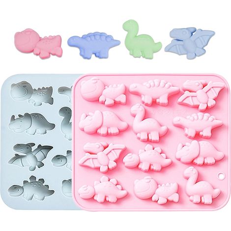 Moule à Chocolat Dinosaure à 12 Cavités, Outils de Pâtisserie DIY Moule Chocolats Silicone pour Animaux de Dessin Animé, 2PCS Moules Silicone Antiadhésifs pour Gâteaux Gelée Glaces Bonbon,Moules À Cho (1/5)