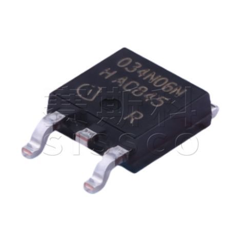 IPD034N06N3G, silkscreened 034N06N, TO-252-2, N channel MOSFET 60V 100A, electronic component chip, 5 units.