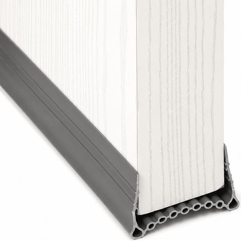 Bas de porte isolant en silicone gris – Étanchéité phonique et thermique – Longueur 1 m – Installation sans colle – Anti-courant d'air (1/5)