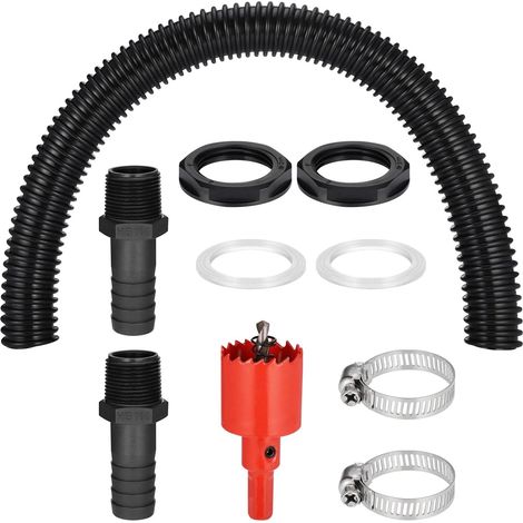 Kit de Raccordement pour Tonneau de Pluie, 2Pcs 25mm Raccord Tuyau Flexible de 50 cm et Raccords pour Relier 2 Réservoirs d'eau, Robinets d'eau, Tonneaux de Pluie (Filetage Mâle)