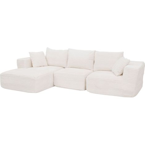 Ensemble canapé HWC-P20, canapé 3 places, canapé lounge, tissu/textile velours côtelé (370 g/m2) Surface de couchage à g (1/5)
