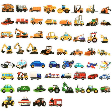 120 Pièces Autocollants Enfants Véhicules, Autocollant Transport Imperméables Stickers Camion pour Bouteilles d'Eau Valise Garçons Filles Bricolage Artisanat Cadeaux de Fête Fournitures (1/5)