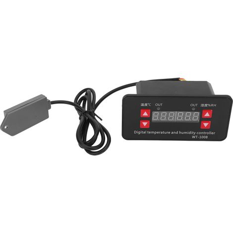 WT-1008 Digitalthermostat für Gewächshäuser, Feuchtigkeits- und Temperaturregler, Digitalanzeige, 110–220 V AC-Schalter (1/5)