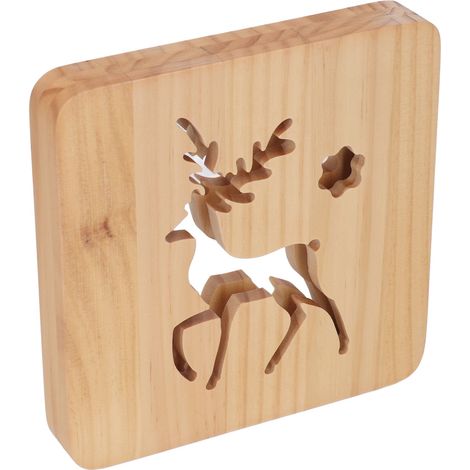 Lampes en bois LED économes en énergie, forme de cerf pour décoration de Noël, éclairage de table pour maison, cadeaux de fête, sculpture lumineuse festive (1/5)