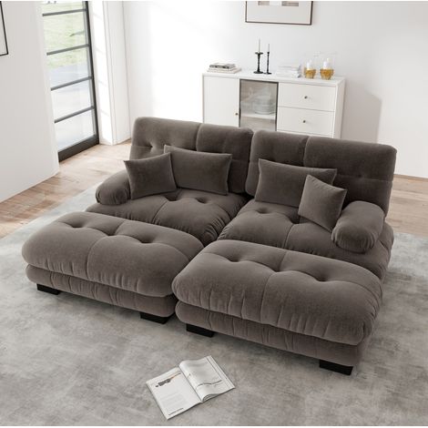 Modulares Sofa mit Ottomans aus Chenille in Braun OKMYHOME (1/5)