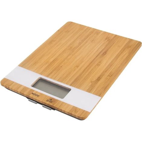 Bilancia da cucina elettronica piatta in bambù WHITELINE 5 kg (1/3)