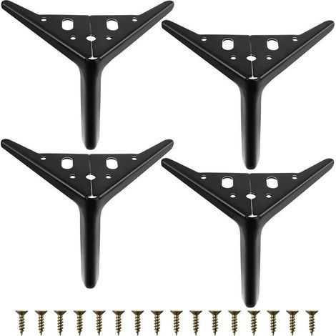 Lot de 4 pieds de meubles de 15 cm noirs, pieds de canapé en métal, pieds de table DIY en métal avec vis, pieds de meubles modernes, utilisés pour tables basses, armoires TV, lit. (1/5)