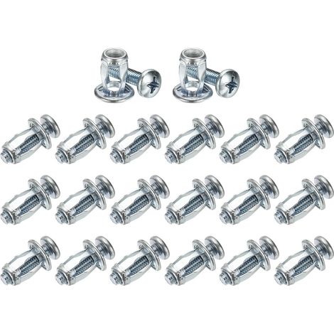20-Pack M6 x 20 Cheville Pour Porte Creuse, Ecrou À Expansion À Pétales Pour Mur Creux/Plaque D'Aluminium/Tuyau En Acier/Tôle De Fer/Panneau Plastique[Silver Tone] (1/5)